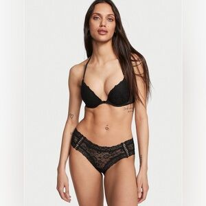 NWT Victoria’s Secret Lace Up Cheeky Panty Black Size Medium